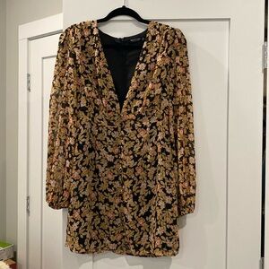 Nasty Gal Floral Fitted V-Neck Mini Dress 8